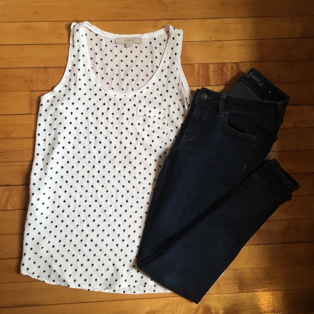 Loft Off-White Dotted Sleeveless Tank XS